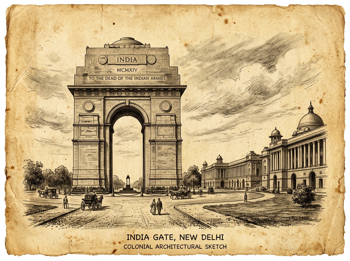 Vintage India Monument Sketch