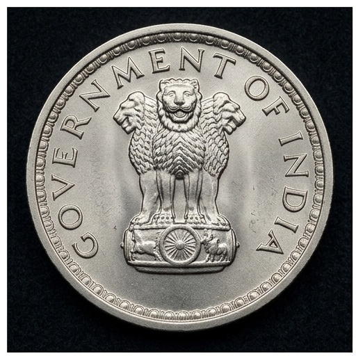 1950 Republic of India 1 Rupee – Inaugural Sovereign Coinage (Ashoka & Corn)