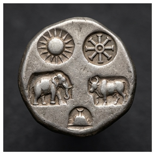 Ancient India Mauryan Empire Silver Karshapana (c. 300 BCE) – Imperial Punch-Marked Coin